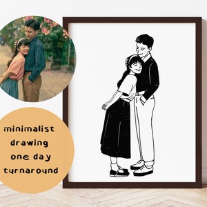 Custom Portrait | Custom Drawing | Minimalist Couple Portrait | Commission from Photo | Custom Minimalist Portrait | Minimalist drawing