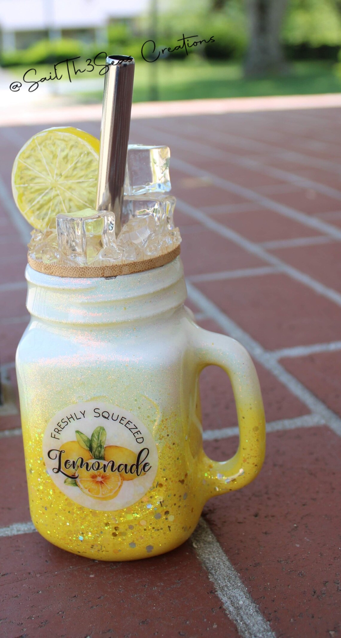 Lemonade mason jar tumbler/glass Etsy