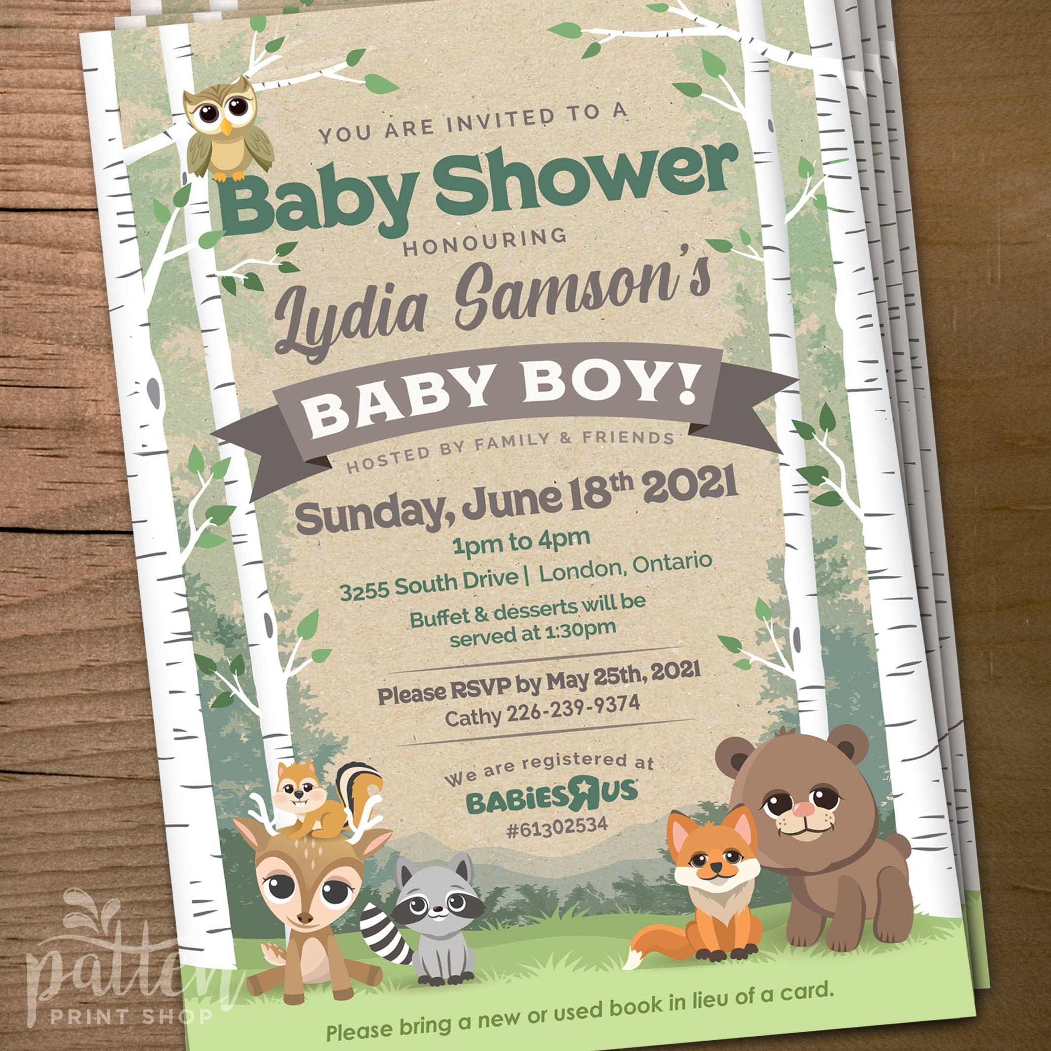 Woodland Themed Baby Shower Invitations 5x7 Digital Download Customization Etsy UK