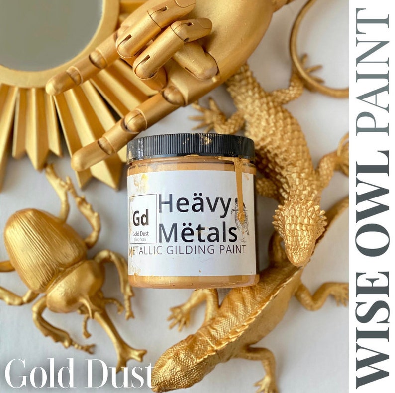 Wise Owl Heävy Metals Metallic Gilding Paint 4 oz, metallic, accent paint, decorative finish, hardware paint, durable, smooth image 3