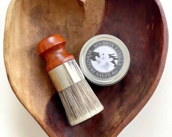 Wise Owl MAGICAL Salve and 2” Palm Brush SET! Organic salve essential oils wood conditioner chalk paint sealer good on leather too!