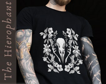Artist Lorelei Dunkelheit t-shirt, Alternative clothing, Aestethic goth clothing, Metal tee, Witch, Skull, Botanic, Hierophant