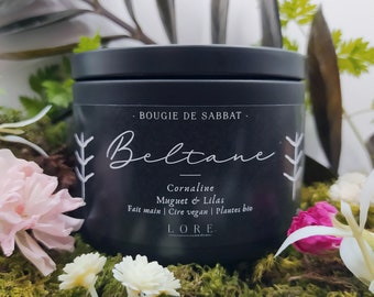 Bougie de BELTANE, Sabbat, Bougie Parfumée, Printemps, Muguet, Lilas, Wicca, Ésotérique, Magie, Bio, Vegan, Crualtyfree, Fait Main