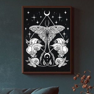 Dark illustration / Gothic art / dark botanical art / Butterfly Moon / Witch Art / Limited Series / Lorelei Dunkelheit