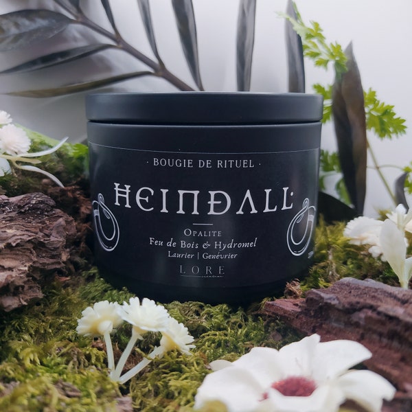 Bougie HEIMDALL, Sabbat, Bougie Parfumée, Printemps, hydromel, feu de bois, Wicca, Ésotérique, Magie, Bio, Vegan, Crualtyfree, Fait Main