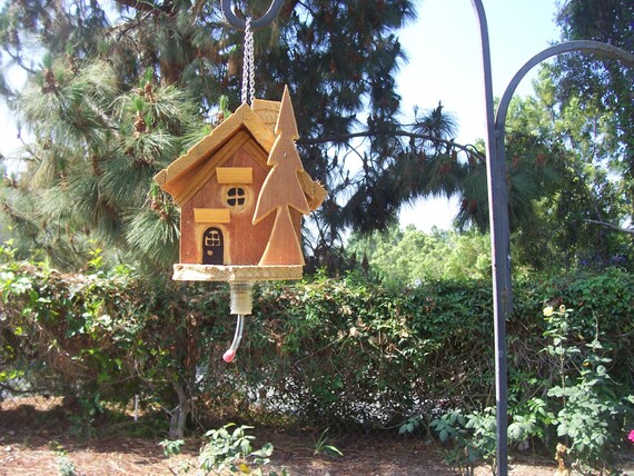 Hummingbird Feeder Wood Bird Feeder Log Cabin Feeder Log Etsy
