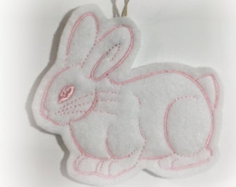 Easter Bunny Ornament in Any Color Combo. White, Cream, Tan and Gray Bunnies. Embroidered Felt Easter Gift Tag, Ornament or Bookmark.