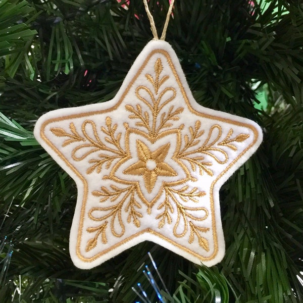 Orange - Star - Hand Embroidered Felt Christmas Decor Ornament 18 main image 0