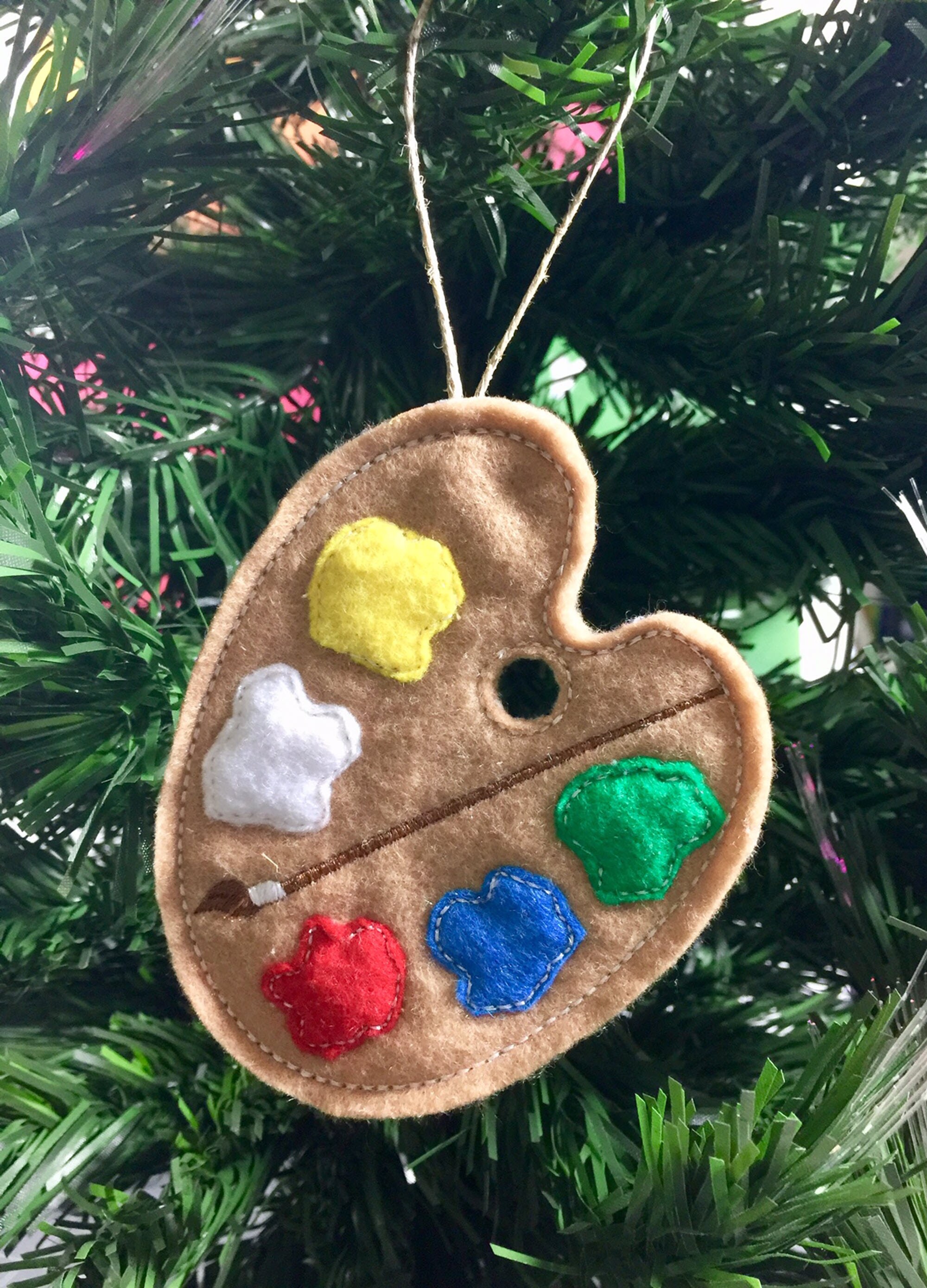 Artists palette with brush embroidered artist palette  etsy