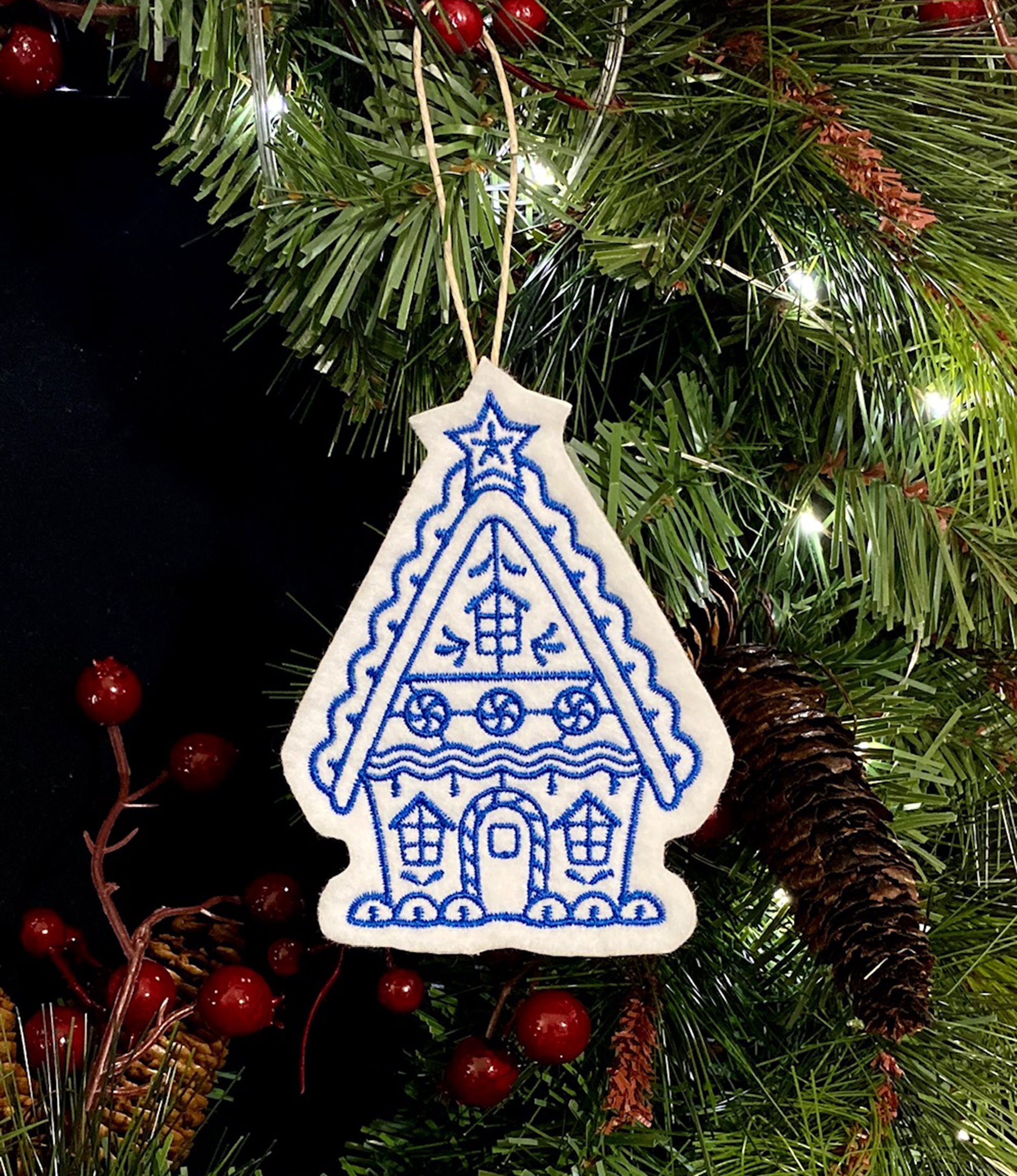 Mini Snowflake Ornaments Embroidered on White Felt With Blue Thread. Sold  as a Set or Individually. Winter Wonderland Snowflake Gift Tags. 