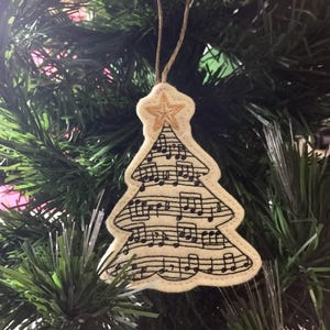 Ivory Sheet Music Christmas Tree Ornament. Embroidered Felt Ornament. Musical Notes Christmas Tree Ornament. Musician Gift. Musical Gift.