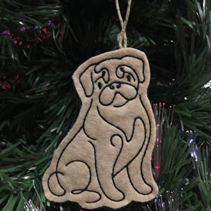 Pug Ornament. Felt Pug. Pug Lover Gift. Felt Christmas Ornament. Embroidered Christmas Decor.