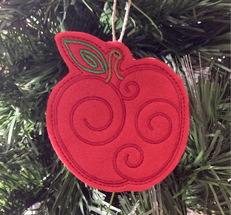 Swirly Red Apple Ornament. Fall Harvest, Cider Making, Hayrides and Apple Picking are all depicted in this Autumn Ornament. Thanksgiving image 1