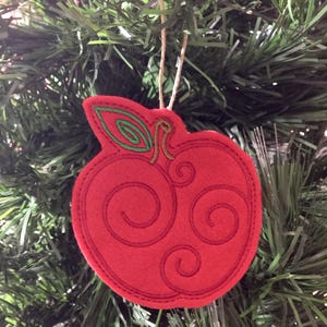 Swirly Red Apple Ornament. Fall Harvest, Cider Making, Hayrides and Apple Picking are all depicted in this Autumn Ornament. Thanksgiving image 2