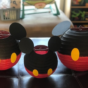 Mickey Mouse inspired paper lanterns, Mickey Birthday, Mickey Party, Mickey Decorations, Mickey first Birthday, Mickey Mouse
