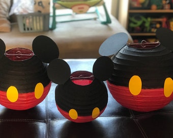 Mickey Mouse inspired paper lanterns, Mickey Birthday, Mickey Party, Mickey Decorations, Mickey first Birthday, Mickey Mouse