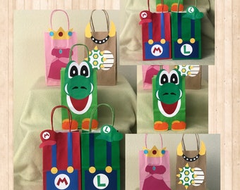 Mario Brothers Treat bag Mario Brother Favor bags Mario Goodie Bags Mario Birthday party Mario Party Gamer Birthday Mario Brothers Gift bags