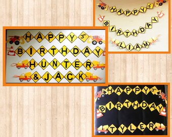 Banner de cumpleaños de construcción, Banner de cumpleaños de camión volquete, Fiesta de construcción, Cumpleaños de construcción, Fiesta de construcción