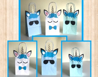 Boy Unicorn favor bag,Boy Unicorn treat bags,Boy unicorn goody bags, Boy unicorn party bags,Unicorn party, Unicorn birthday,Unicorn gift bag