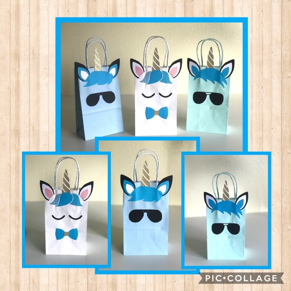 Boy Unicorn favor bag,Boy Unicorn treat bags,Boy unicorn goody bags, Boy unicorn party bags,Unicorn party, Unicorn birthday,Unicorn gift bag