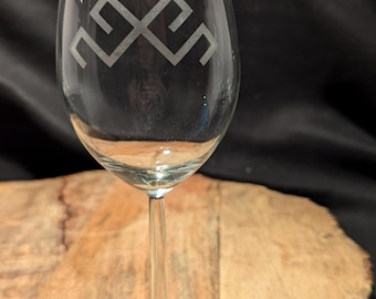 Hand-etched Wine Glasses with Latvian Symbols - Martins