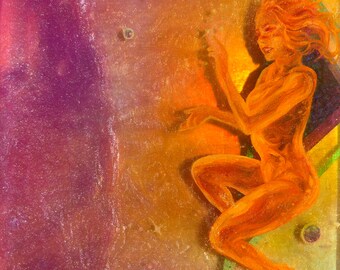 As Above So Below - Polished Art Resin, Oil, Acrylic, Mica, Glow in the Dark Pigment, and Holograph on Wood Panel Painting.