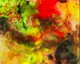 Dreamsicle Abstract Resin Painting - Glow in the Dark, 10x10in