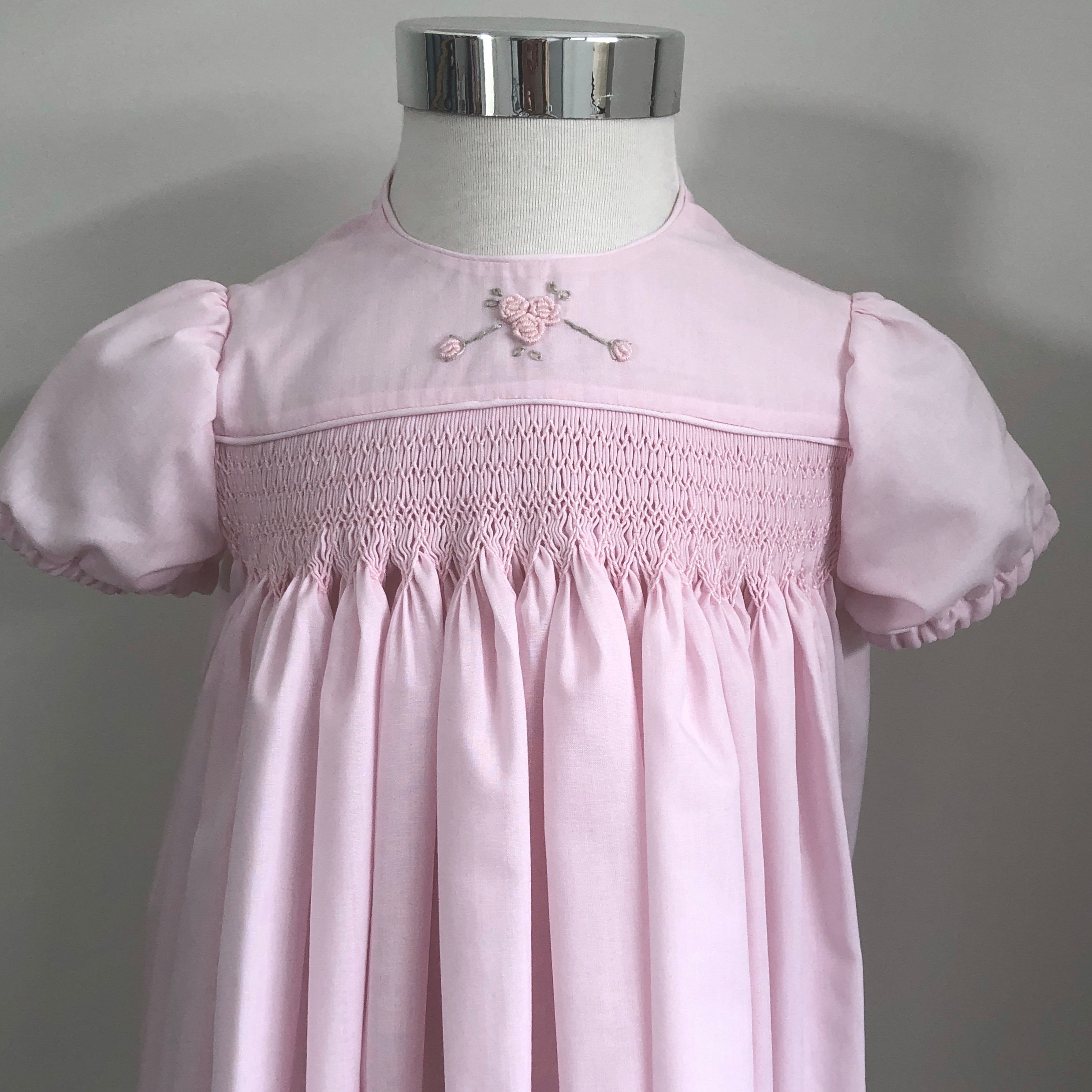Baby Dress 6 Months, Hand Smocked Pink Imperial Batiste Fabric With Pink  Rosebud Embroidery, Special Occasion Dress, Baptism or Wedding 