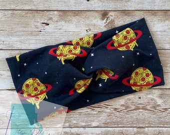 pizza headband, Pizza Planet, twist headband birthday gift for best friend, workout headband, stretchy headband for women