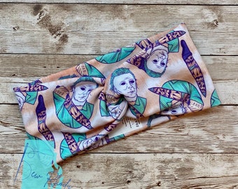 Michael Myers headband, Halloween, twist headband, birthday gift for best friend, workout headband, stretchy headband for women