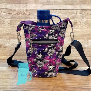 Coffee or Die water bottle holder with strap, H2O to go sling bag, water bottle carrier bag, H2O 2Go sling, gift for him, gift for her