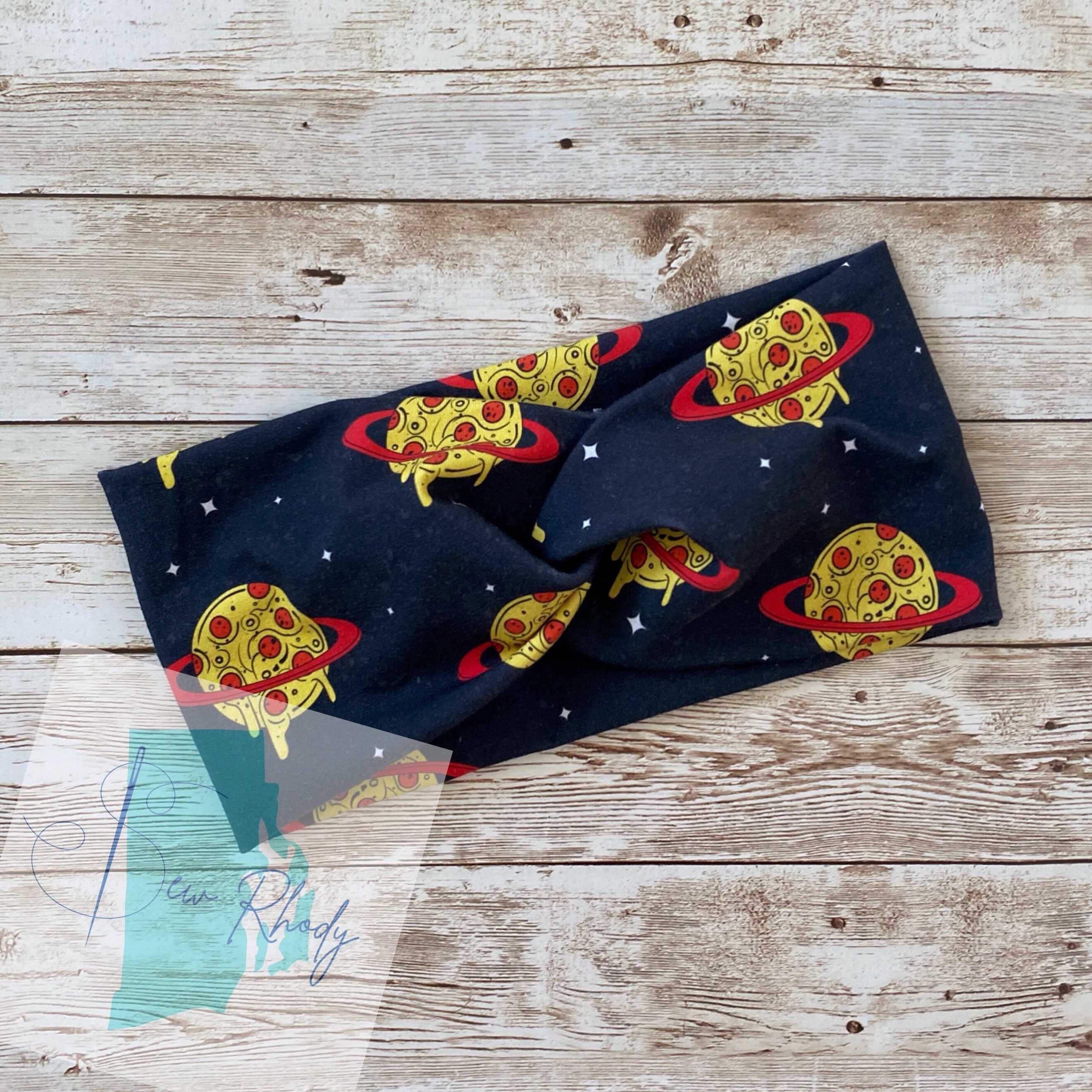pizza headband, Pizza Planet, twist headband birthday gift for best friend, workout headband, stretchy headband for women