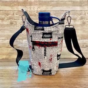 The Shining water bottle holder with strap, H2O to go sling bag, water bottle carrier bag, H2O 2Go sling, gift for him, gift for her
