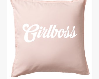 Cushion cover, Pink cushion with Girlboss, pillowcase, cover 50x50cm