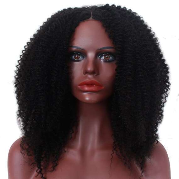 Afro Wig Kinky Bob Wig Lace Closure Colour 1b Synthetic Etsy
