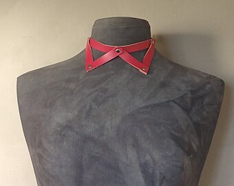 Leather, pointed, collar, choker, necklace, kink, goth, punk, adjustable, recycled, statement