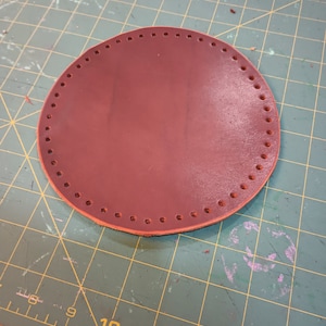 Latigo Leather Base for Knit or Crochet bag, 50 hole, circle base, circle