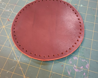 Latigo Leather Base for Knit or Crochet bag, 50 hole, circle base, circle