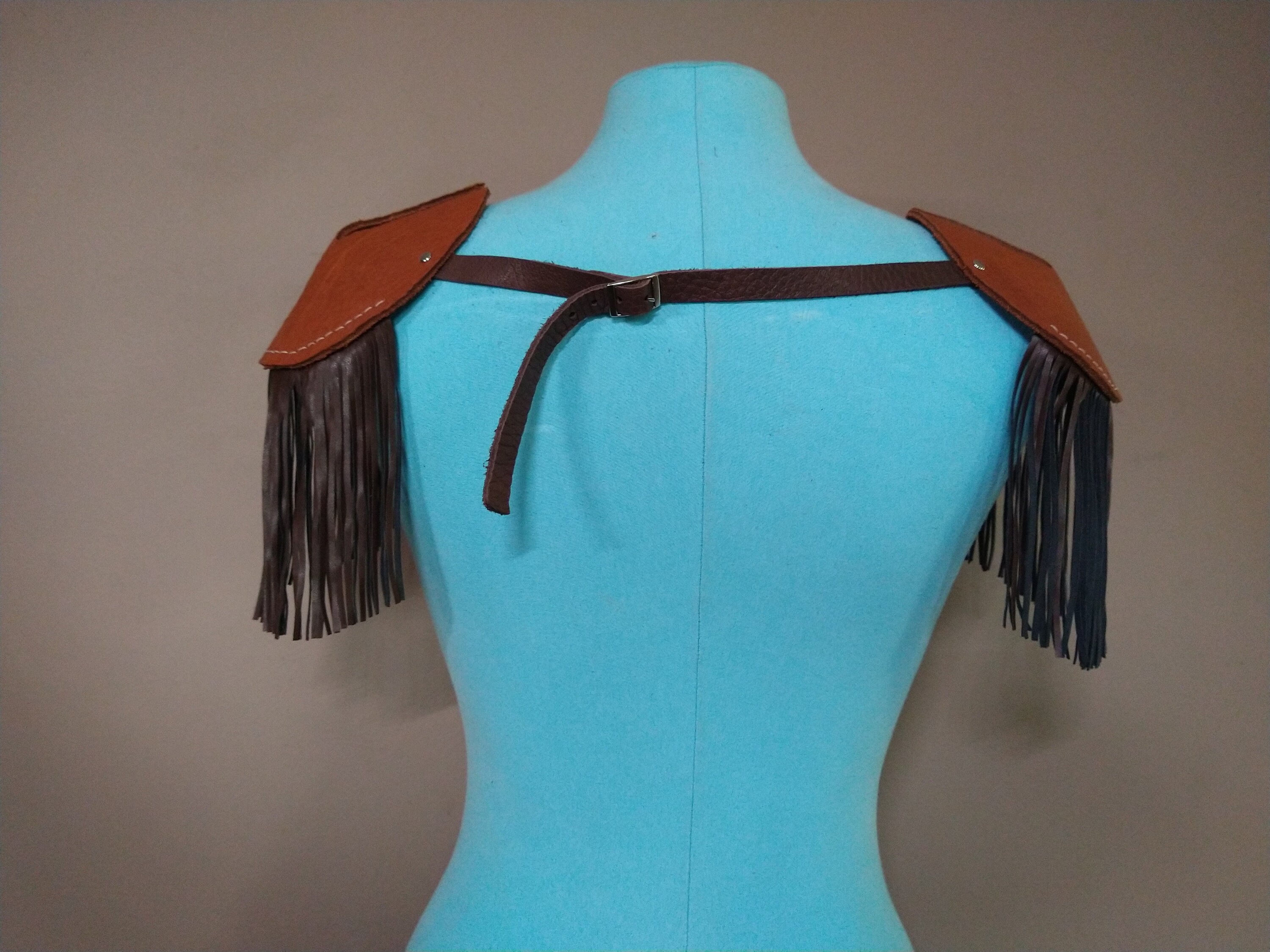 Recycled leather tan shoulder epaulette Etsy