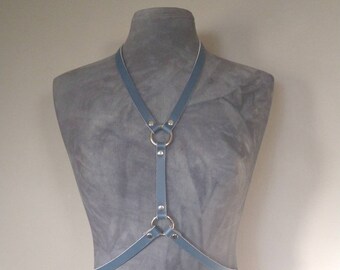 Ready To Ship, Recycled Navy leather fashion harness