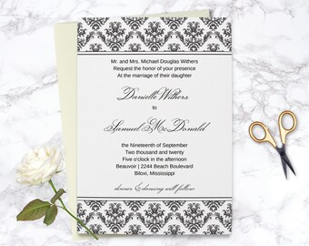 damask invitations etsy