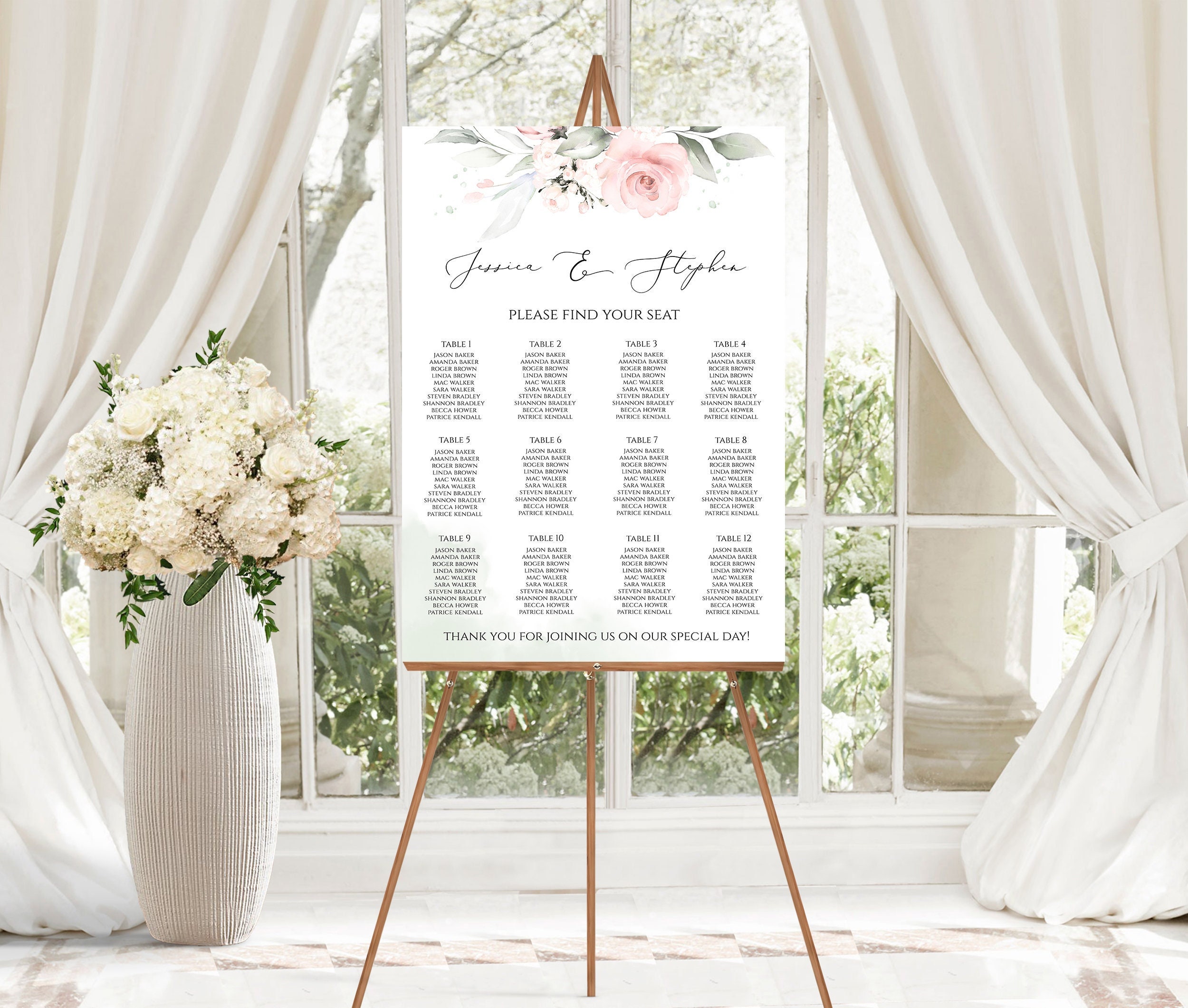 Blush Pink Roses Editable File WI107 Blush Roses Wedding Invitation Template Pale Pink Wedding Invitation Instant Access Corjl Template