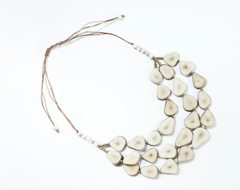 Sand Déclaration Tagua Necklace Set avec boucles d’oreilles-Eco Friendly et Durable Fair Trade-Handmade Gift Wife Maman Sœur