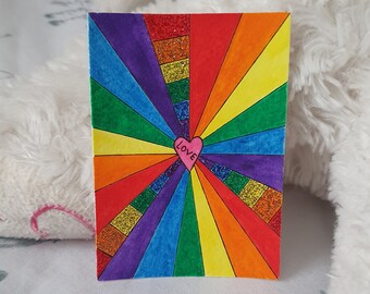 Love wins ACEO, LGBTQ ATC, original pride miniature art, watercolour rainbow artist trading card