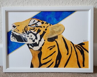 Watercolour tiger painting, original art, big cat, wild cat gift