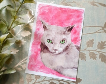 Grey cat sticker, cat mum stationery pink kitty gift, journal sticker