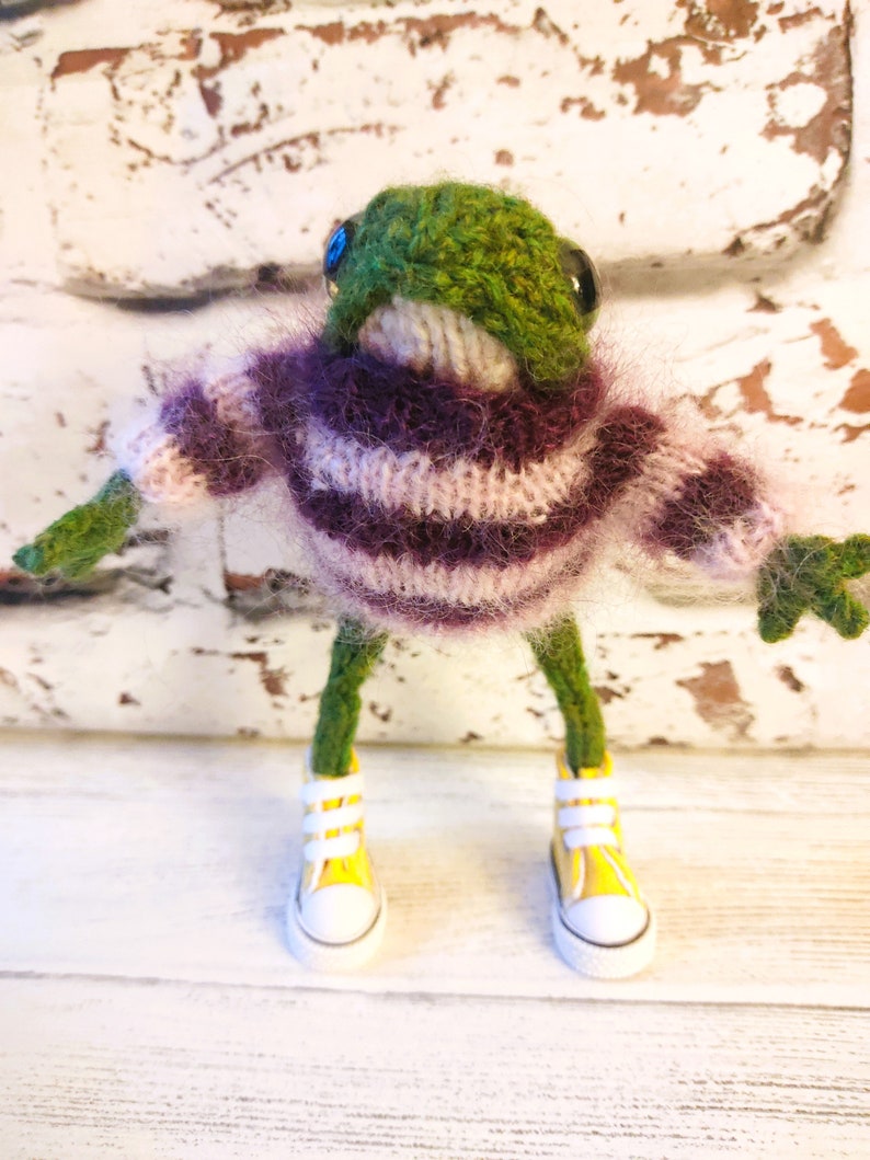Knitted to Order You Choose the Colours Hand Knitted Frog, Collectable