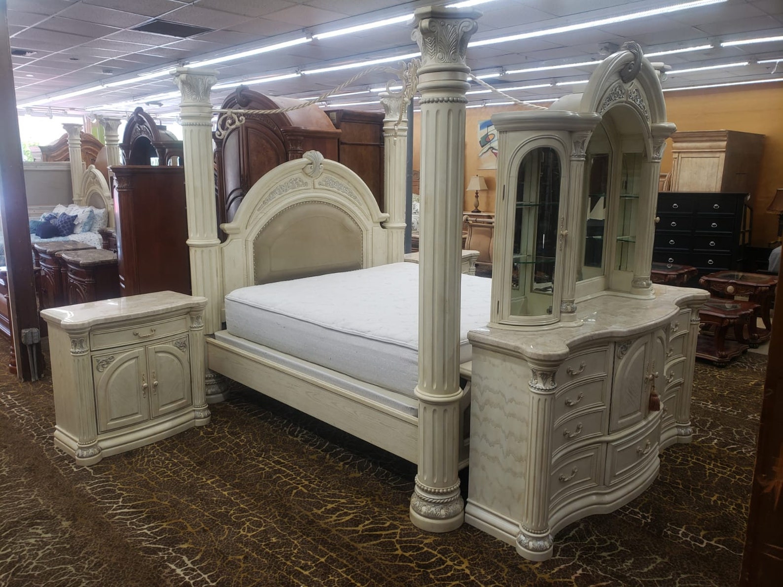 AICO by Michael Amini Monte Carlo Silver Snow 5PC King Size Bedroom Set Etsy