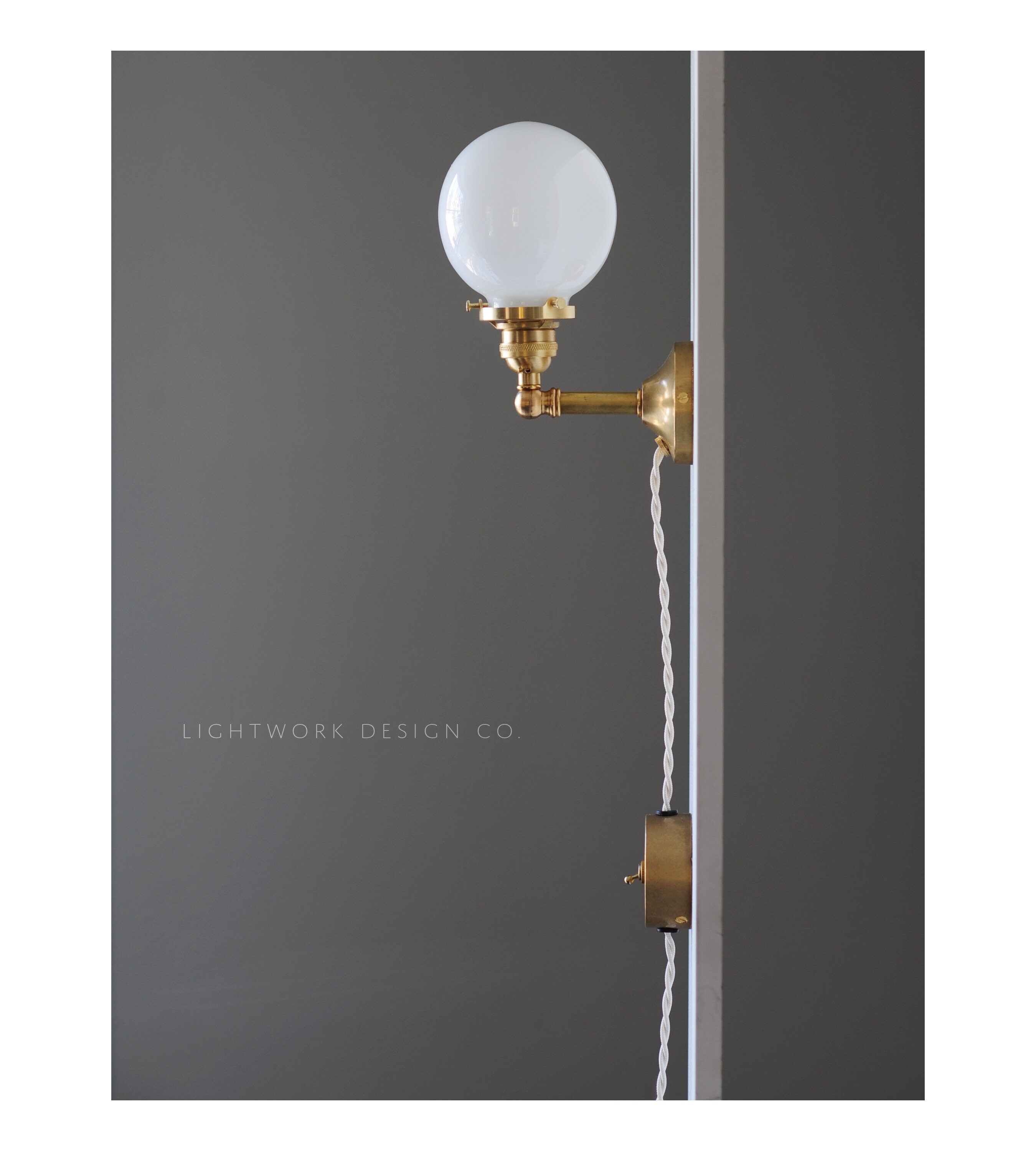 Plugin solid brass sconce with wall mounted on/off toggle Etsy