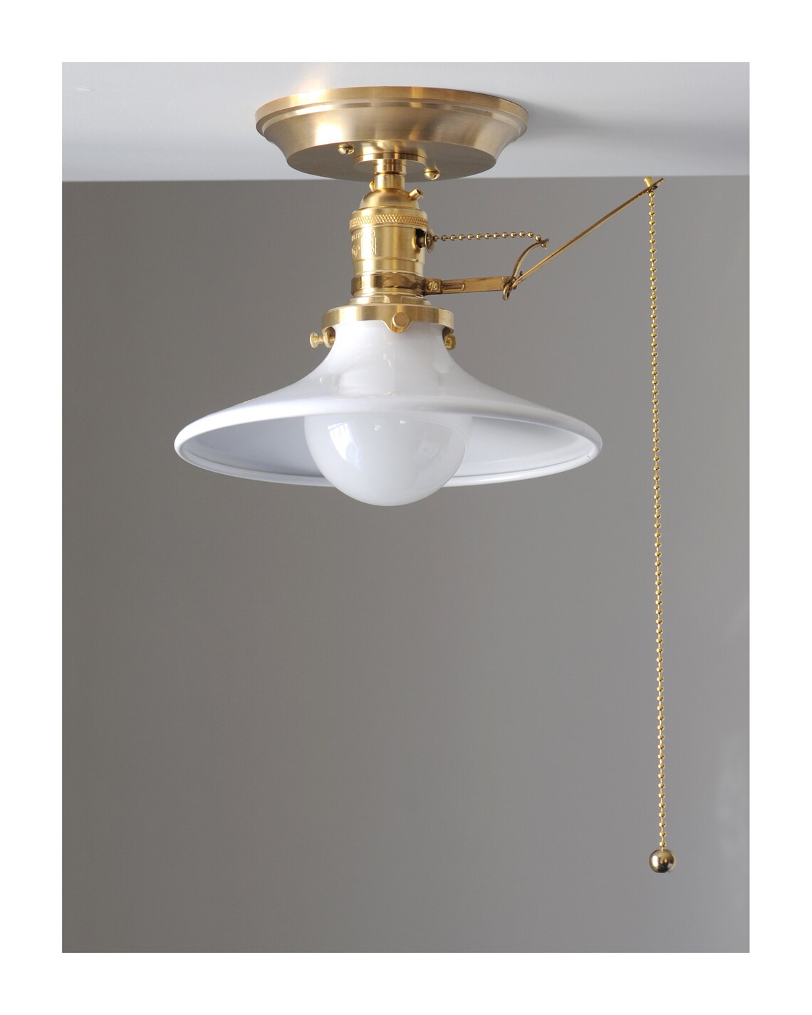 Unlacquered Brass Pullchain Ceiling Fixture. Hardwired Etsy